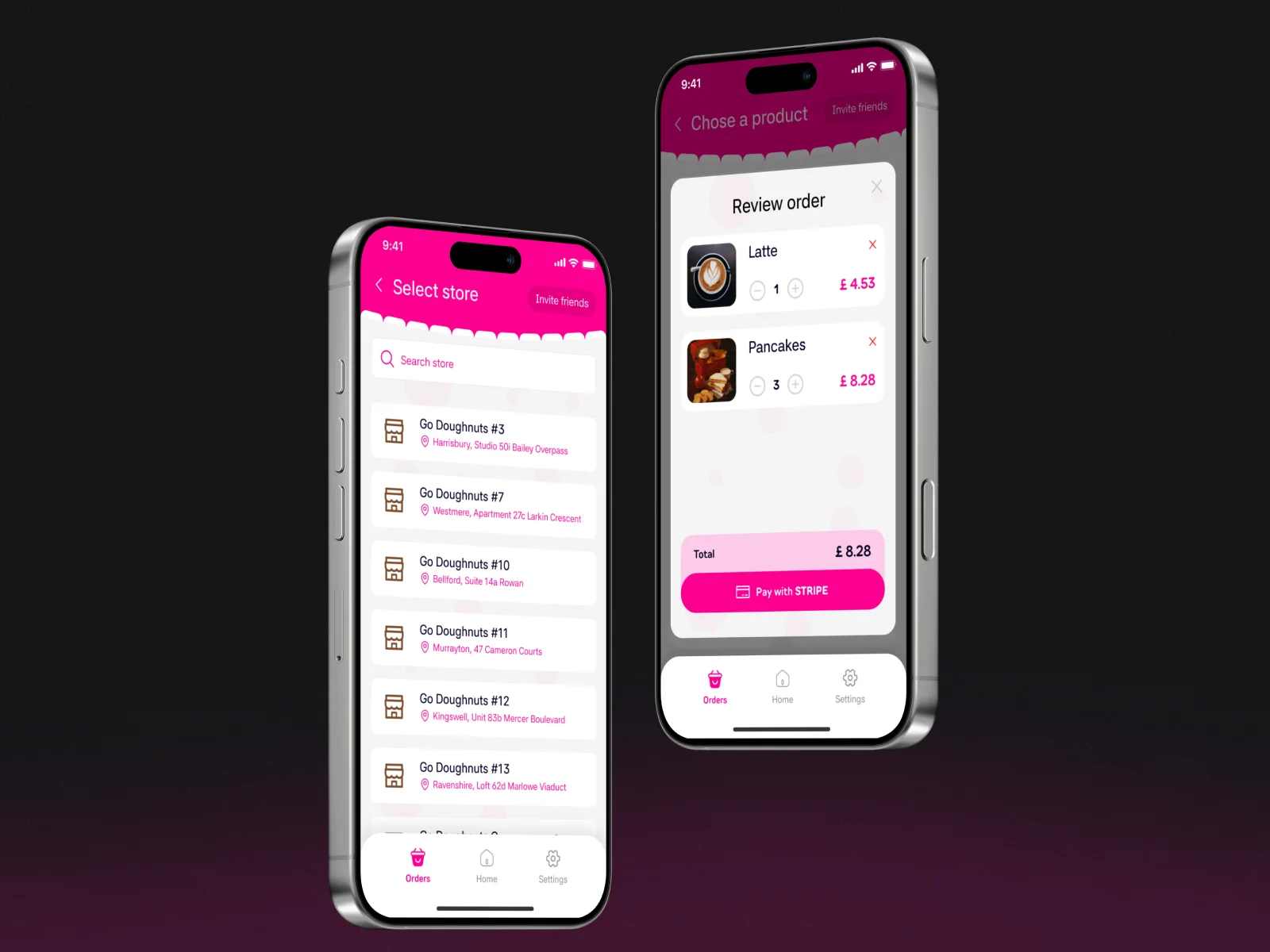 GoDoughnuts app screens