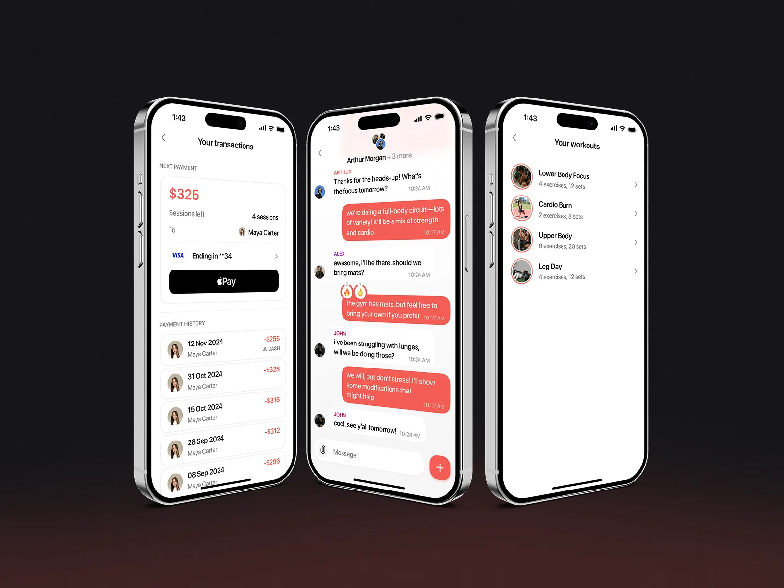 Regent app screens