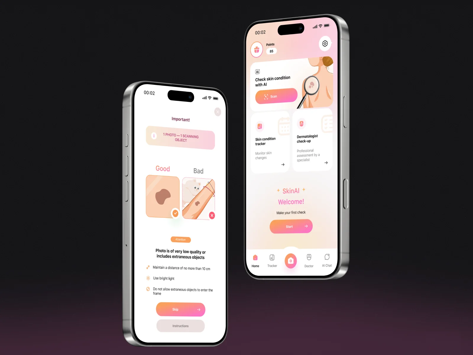 SkinAI+ app screens