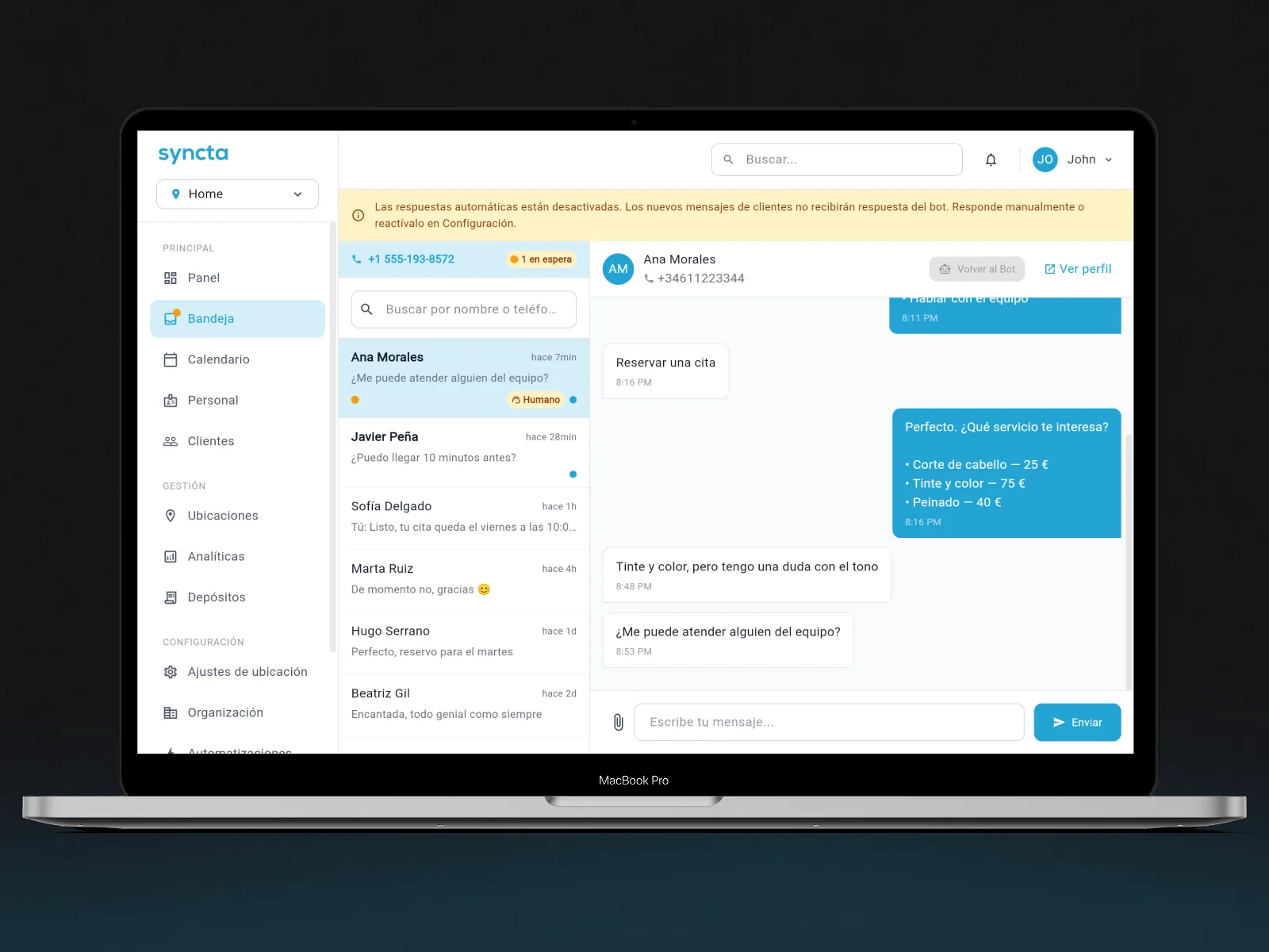 Syncta app screens