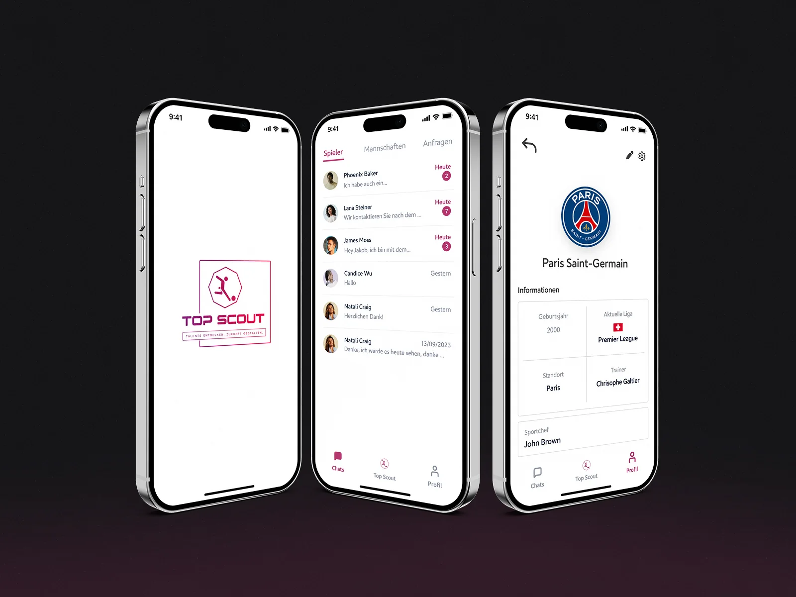 Top Scout app screens